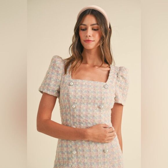 091. EMILY PEARL BUTTON MINI DRESS - Picture 9 of 9